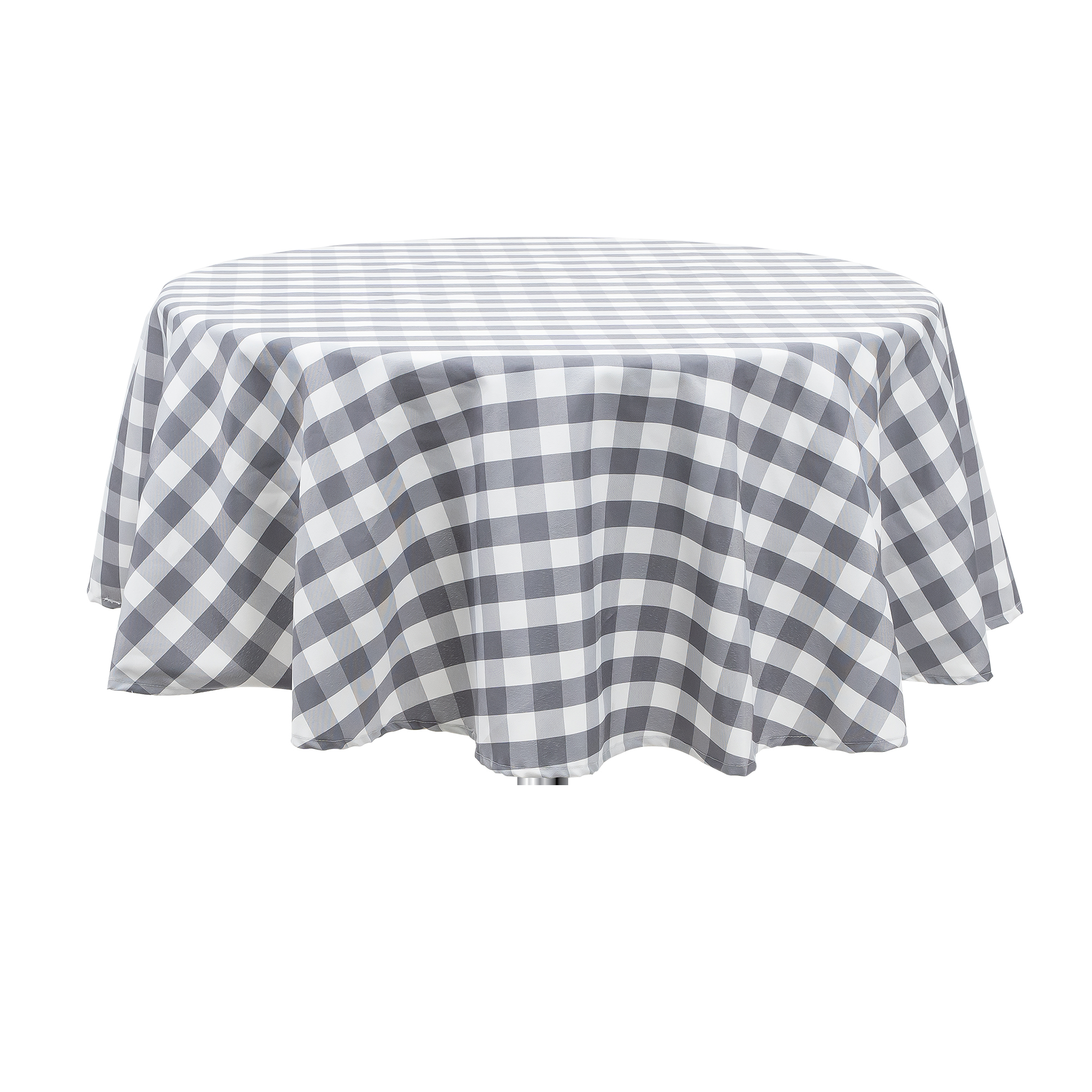 Buffalo Plaid Round Polyester Table Cover 60" - Gray