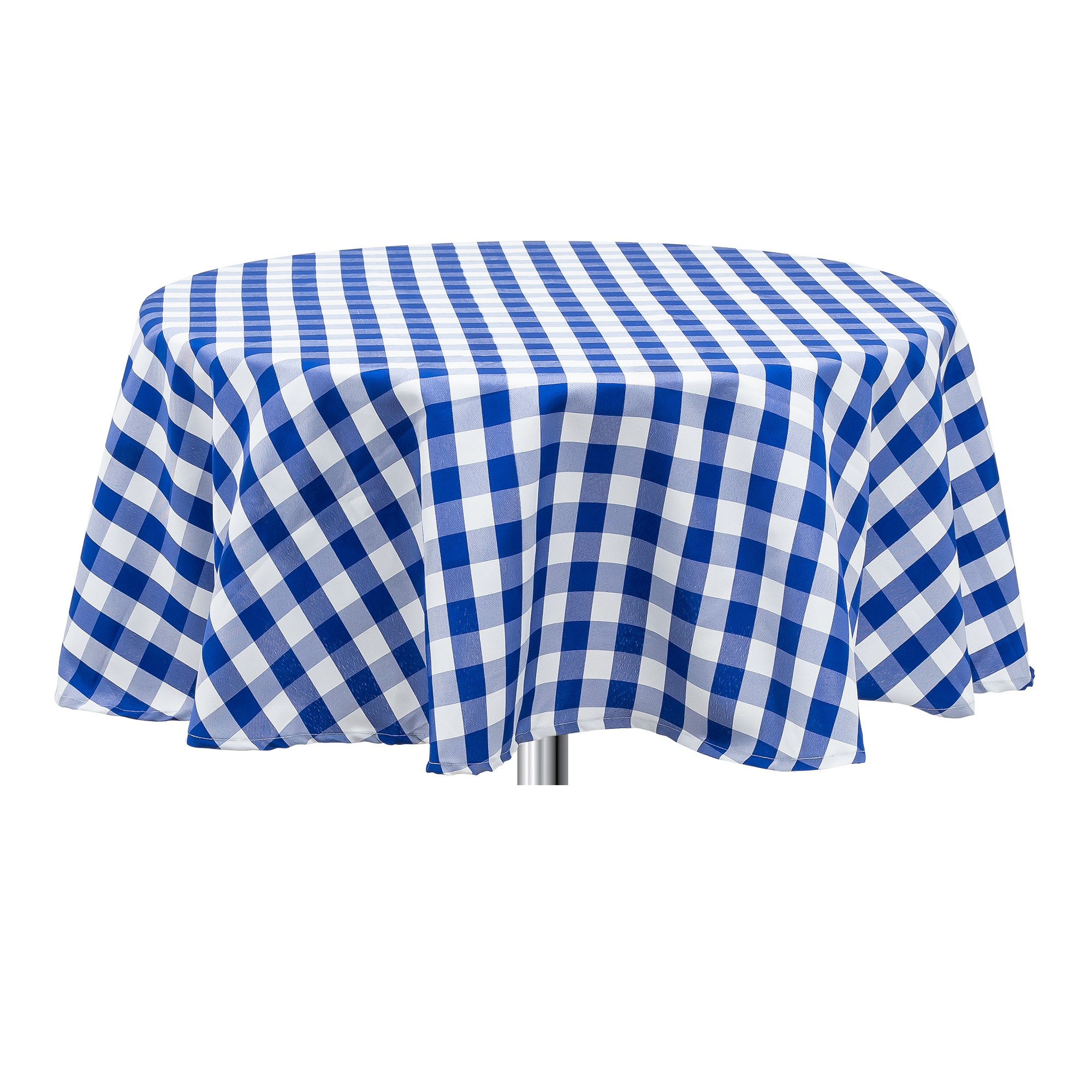 Buffalo Plaid Round Polyester Table Cover 60" - Navy