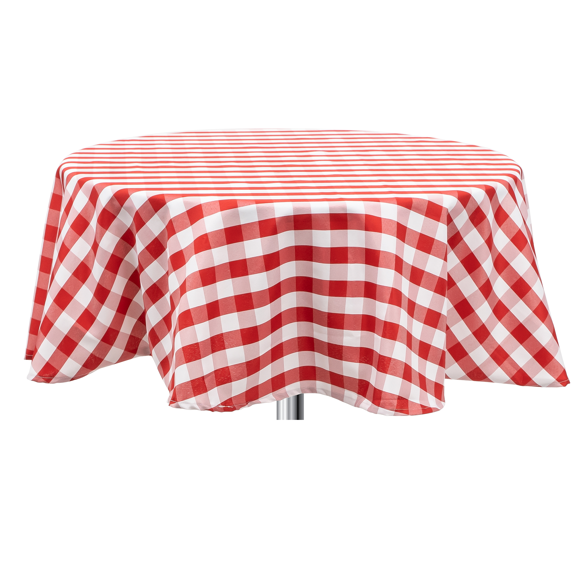 Buffalo Plaid Round Polyester Table Cover 60" - Red