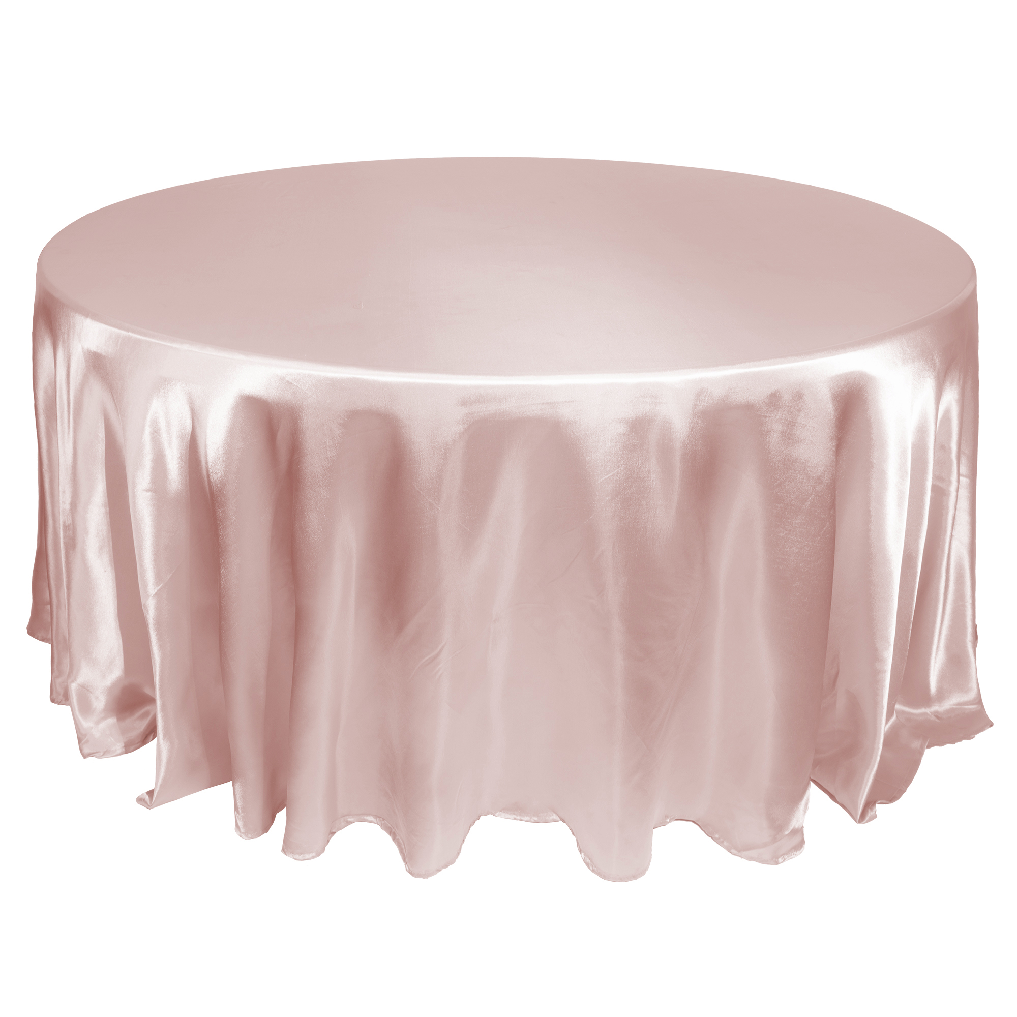 Satin Table Cover 120" Round - Blush
