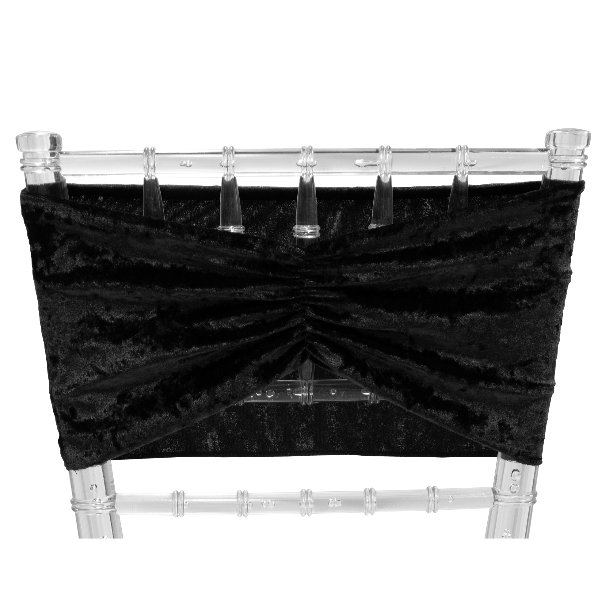 Velvet Ruffle Stretch Chair Sash 6pc/bag - Black
