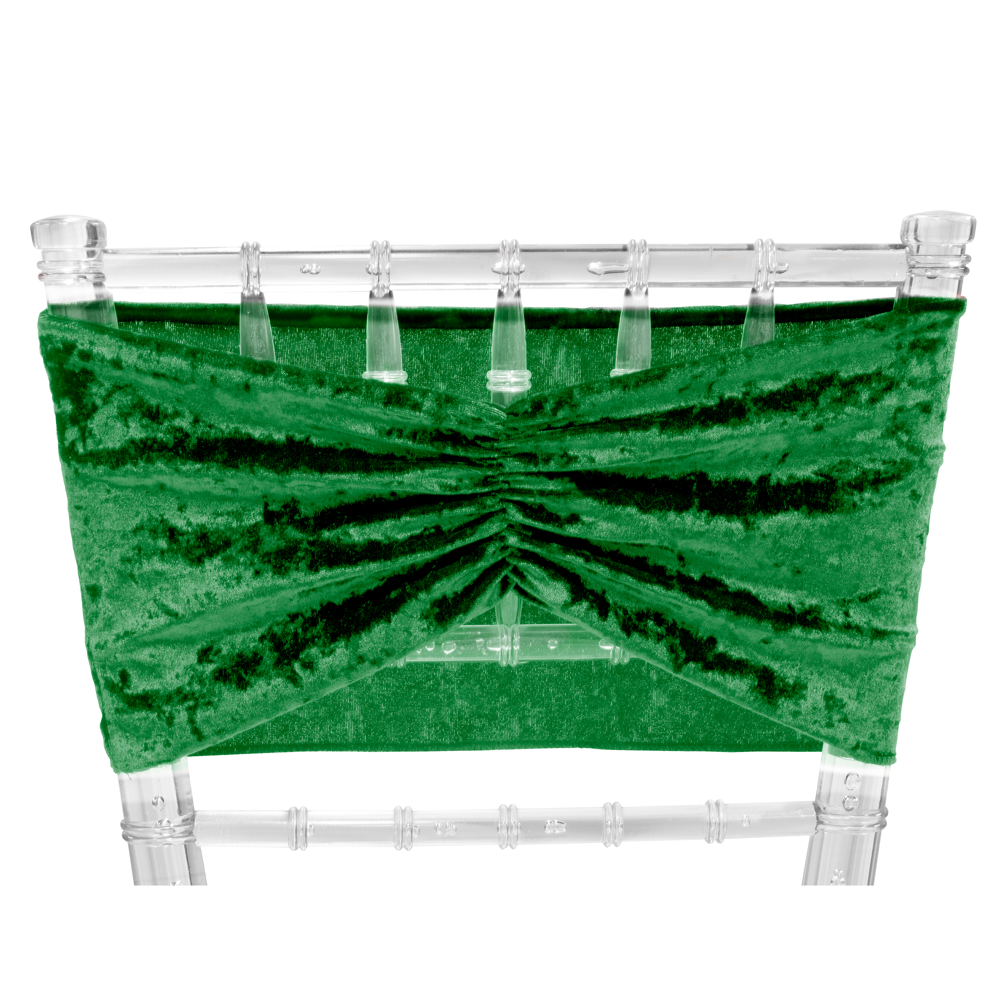 Velvet Ruffle Stretch Chair Sash 6pc/bag - Emerald Green