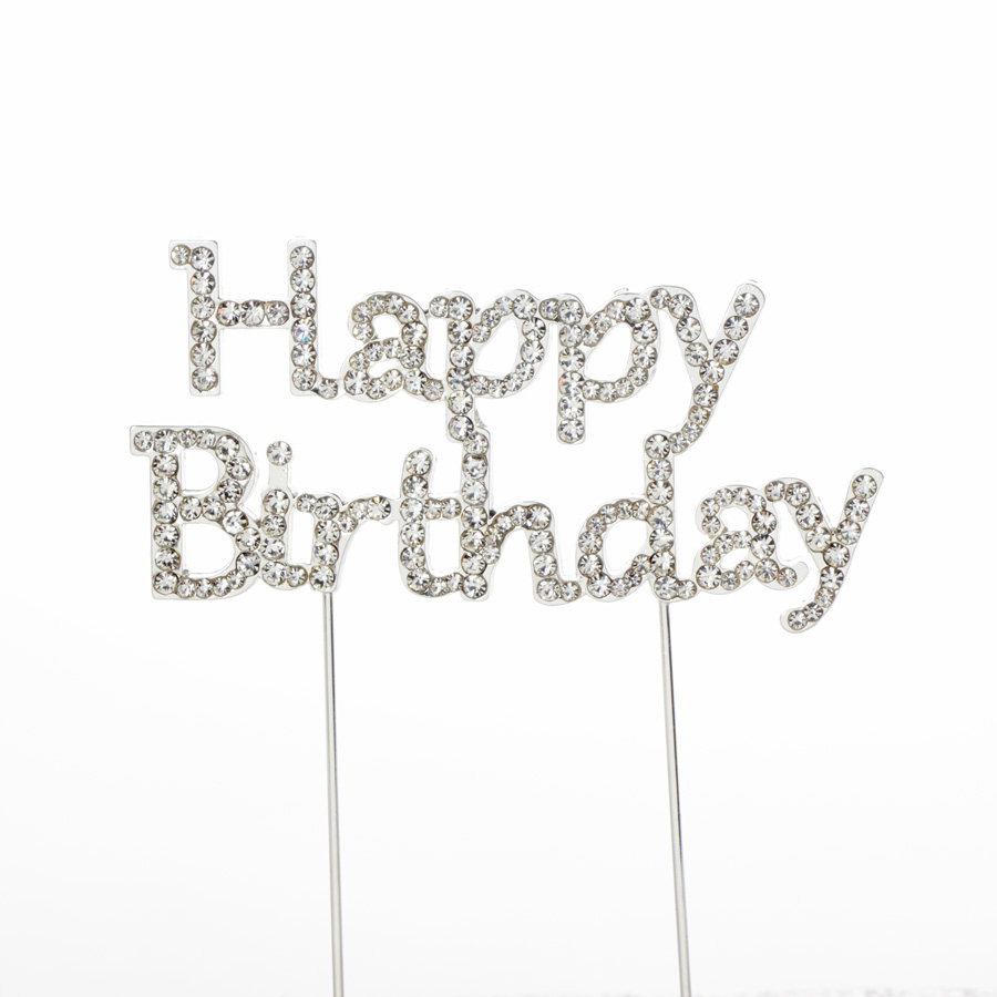 Rhinestone Cake Topper - "Happy Birthday"