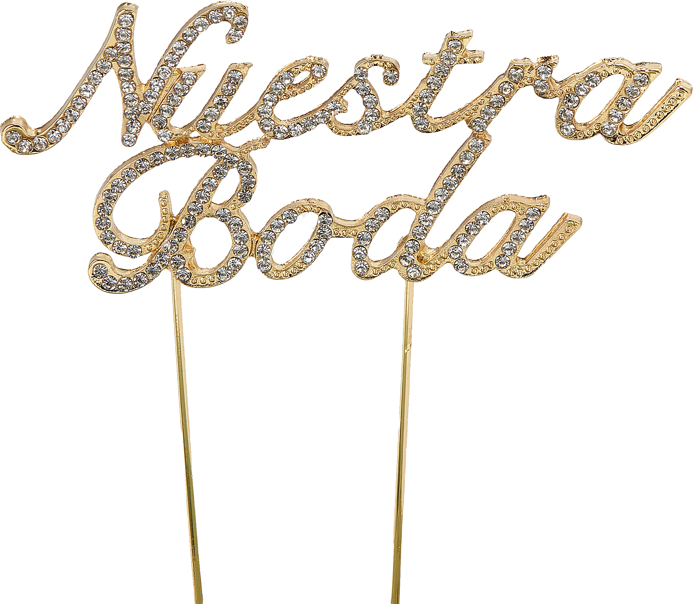 Rhinestone Cake Topper - "Nuestra Boda" - Gold