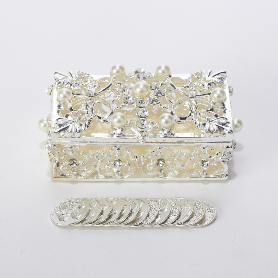Arras Set For Weddings- Rhinestone Rectangle Box With Pearl