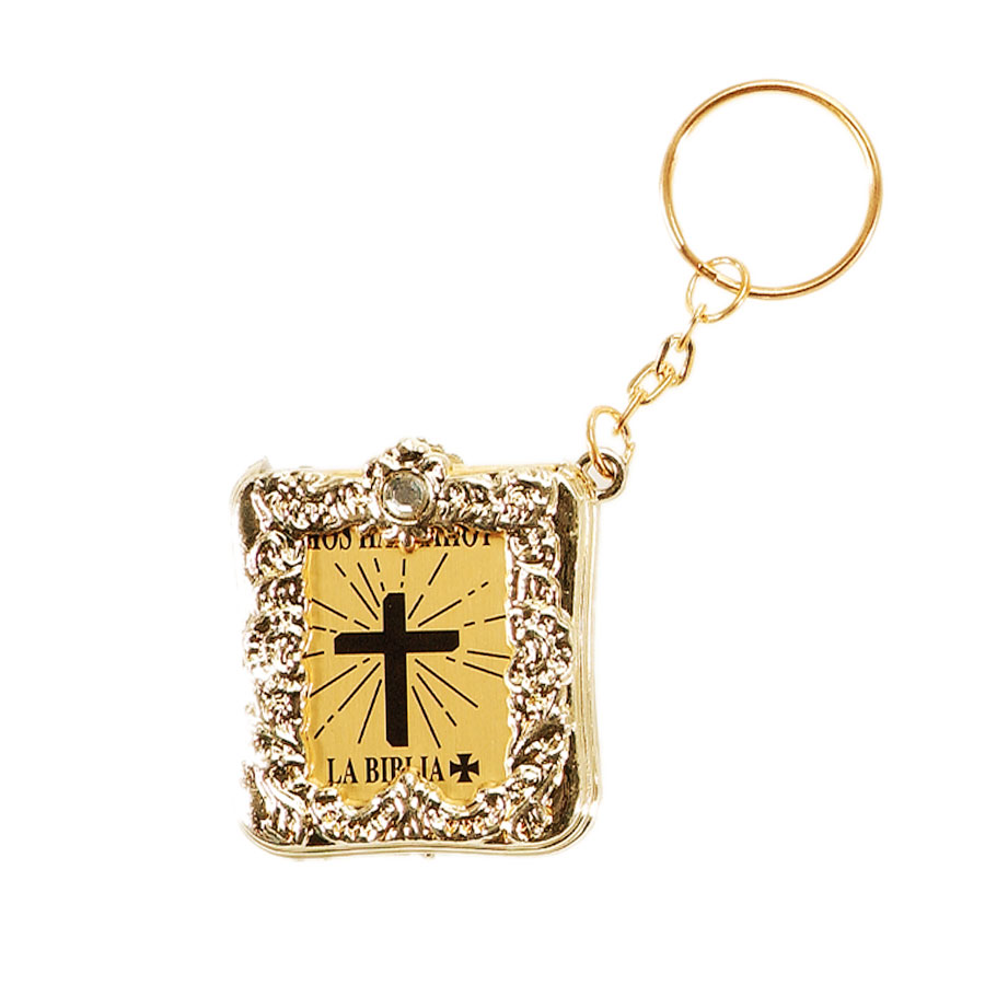 Metallic Key Chain w/ Bible Favor in Spanish