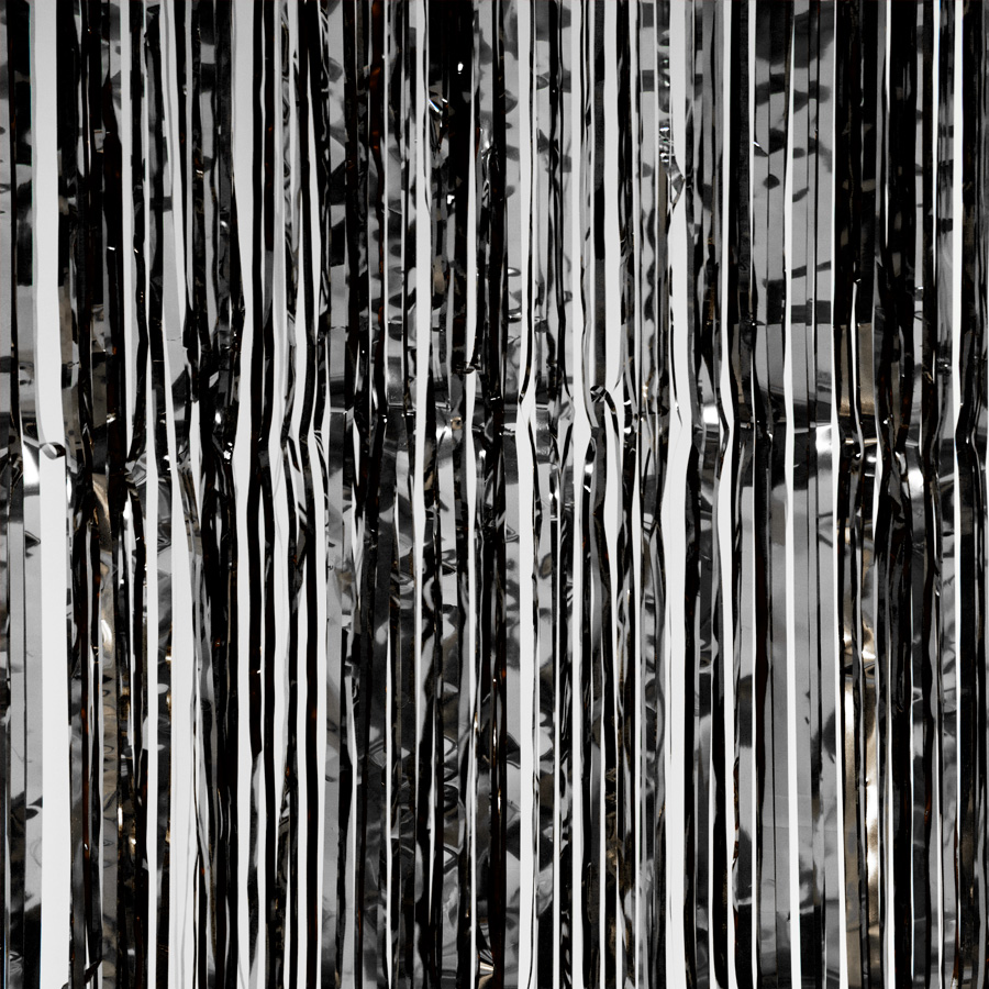 Metallic Foil Fringe Curtain 96" - Black
