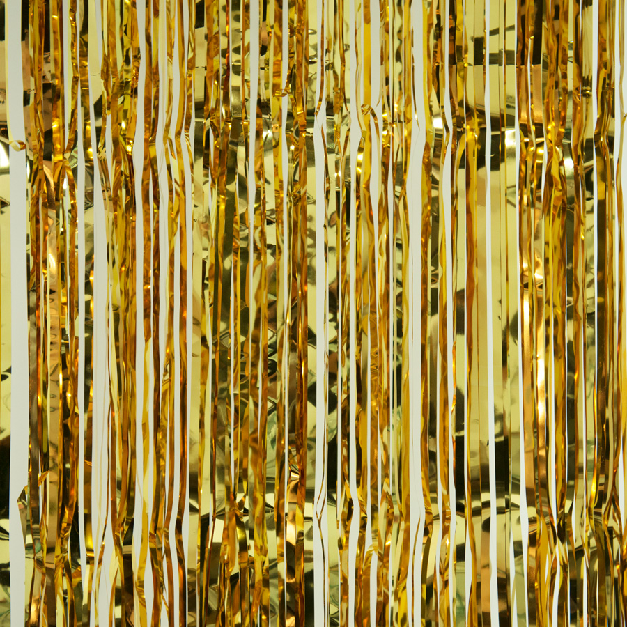 Metallic Foil Fringe Curtain 96" - Gold