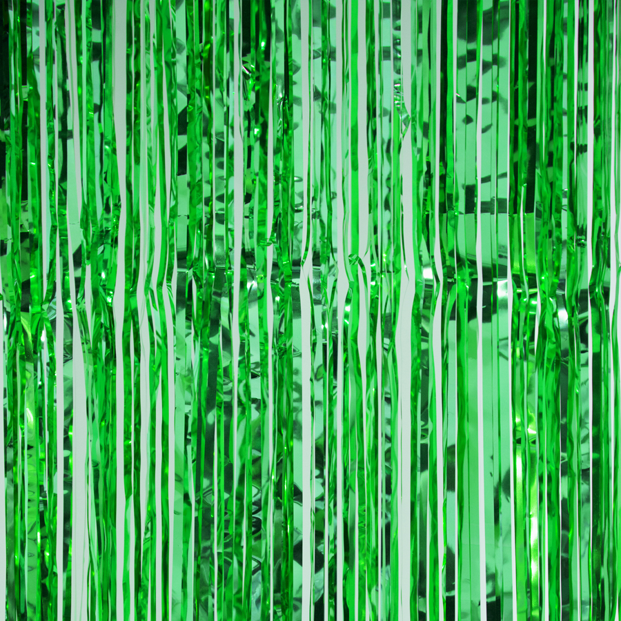 Metallic Foil Fringe Curtain 96" - Green