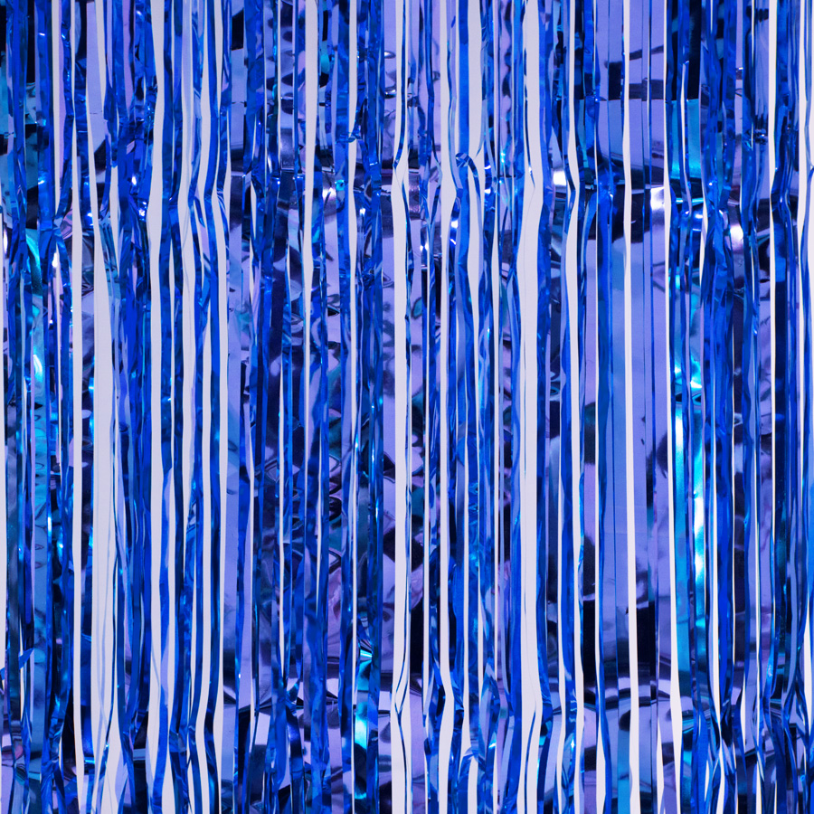 Metallic Foil Fringe Curtain 96" - Royal Blue