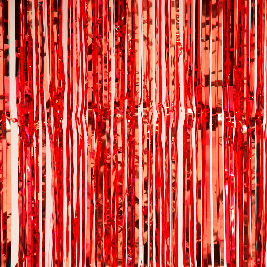 Metallic Foil Fringe Curtain 96" - Red