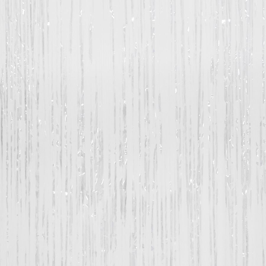 Metallic Foil Fringe Curtain 96" - White