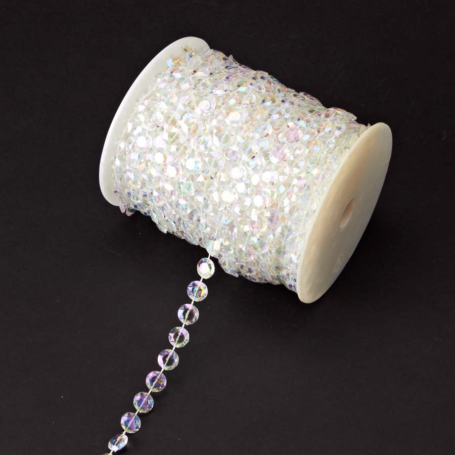 Crystal Iridescent Diamond Cut Beads in a roll, 99ft