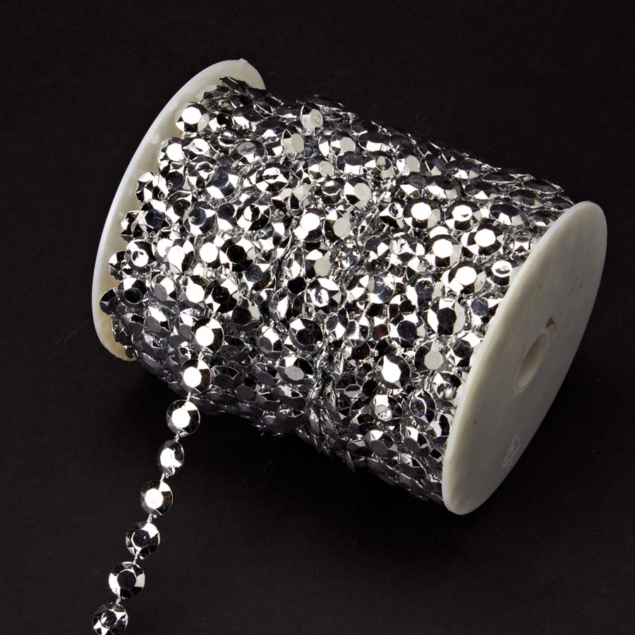 Silver Diamond Cut Beads in a roll, 99ft