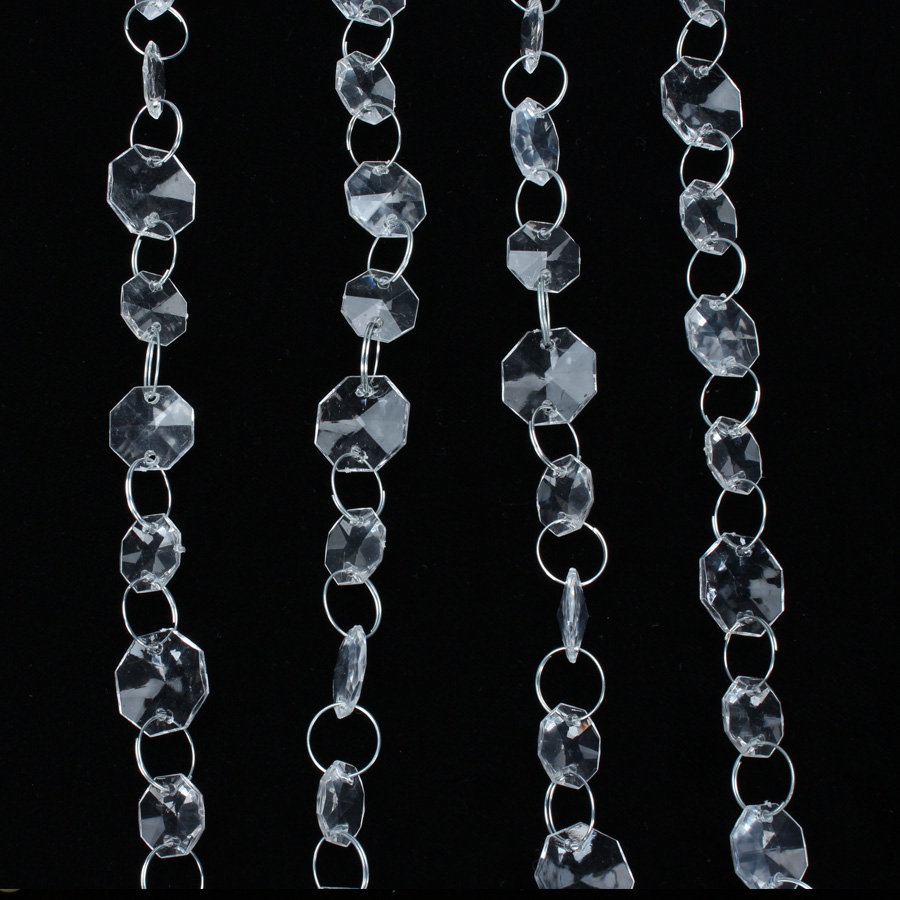 Acrylic Crystal Garland, Clear Large & Small Bead Shape 30ft