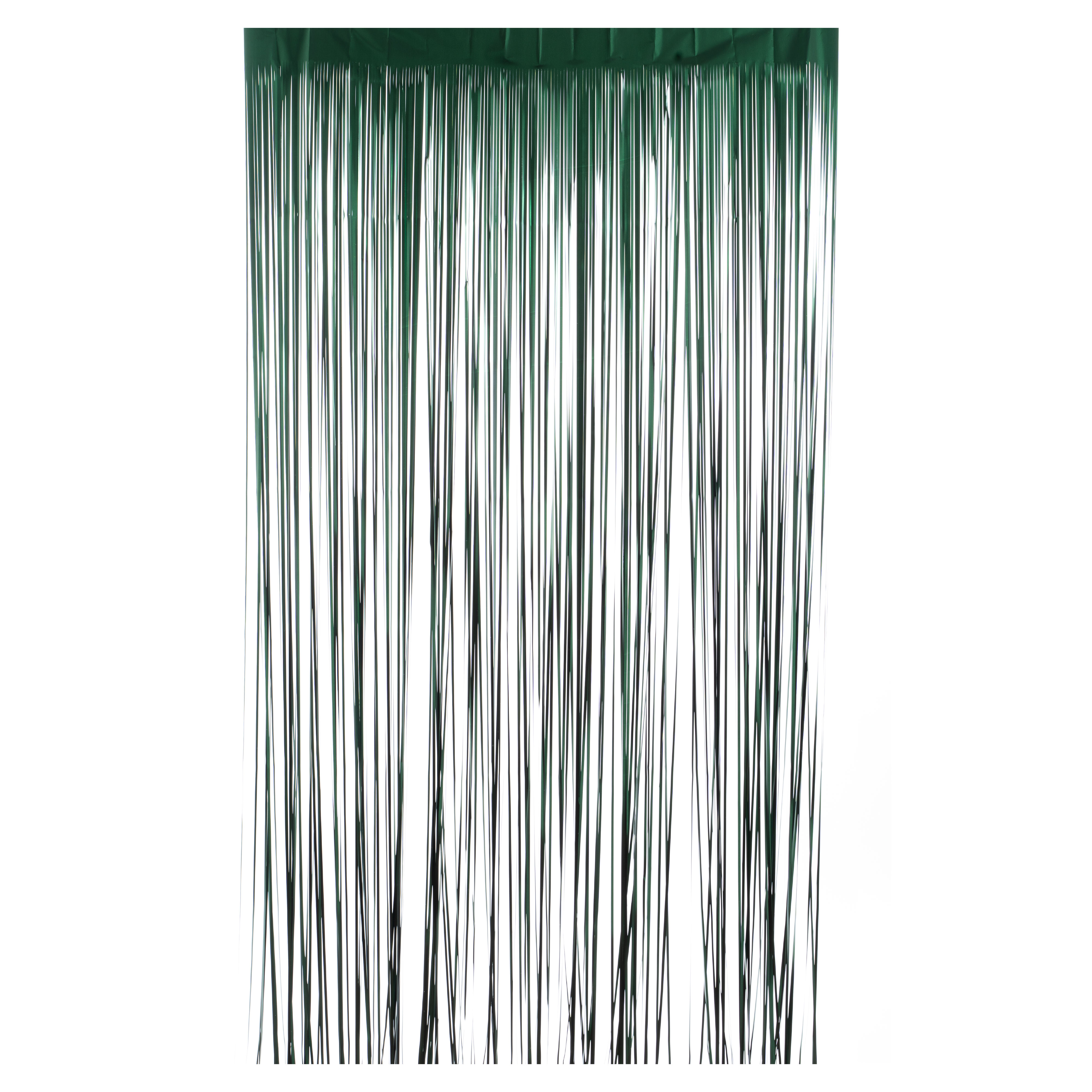 Matte Foil Fringe Curtain 96" - Dark Green