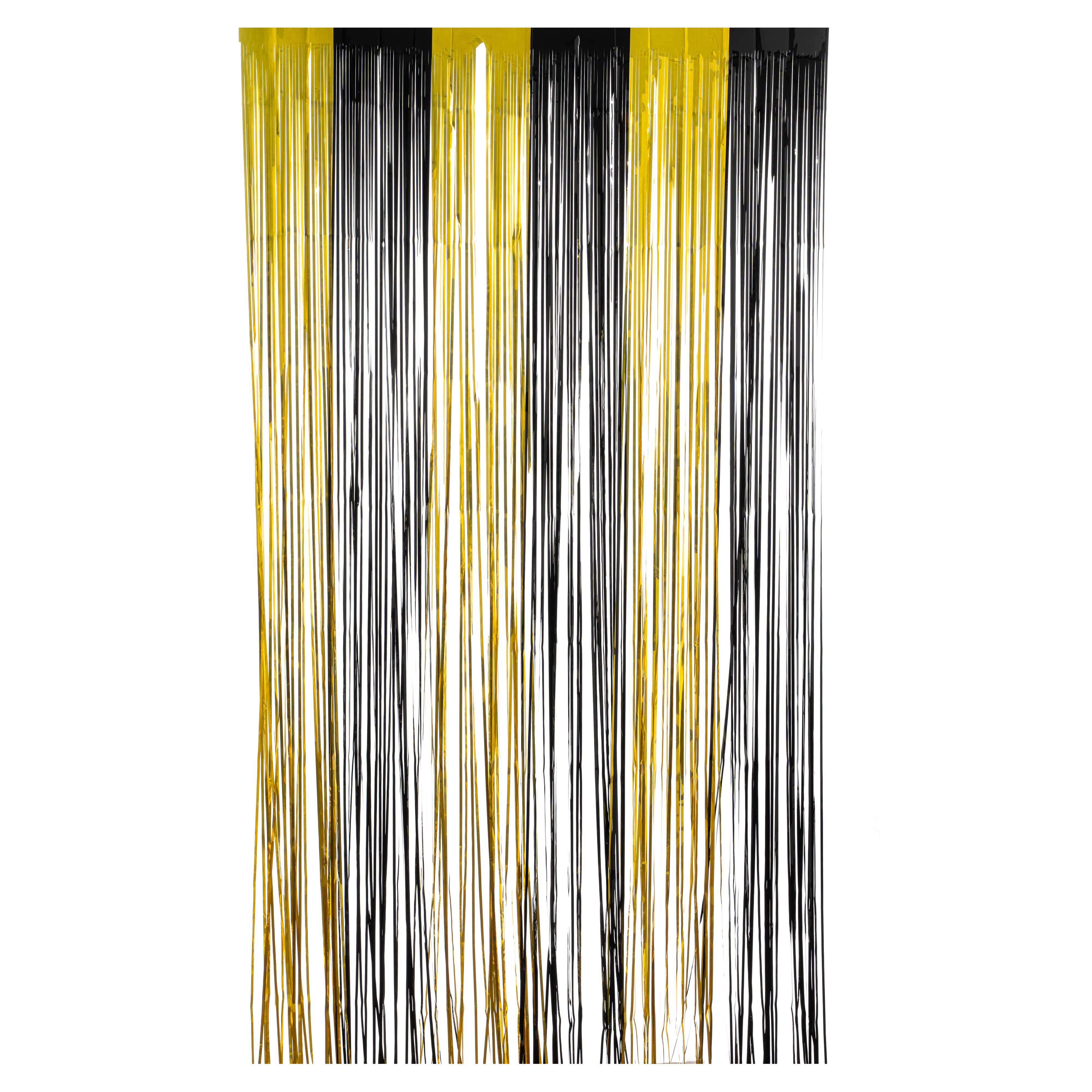 Fringe Party Curtain 96" - Black And Gold