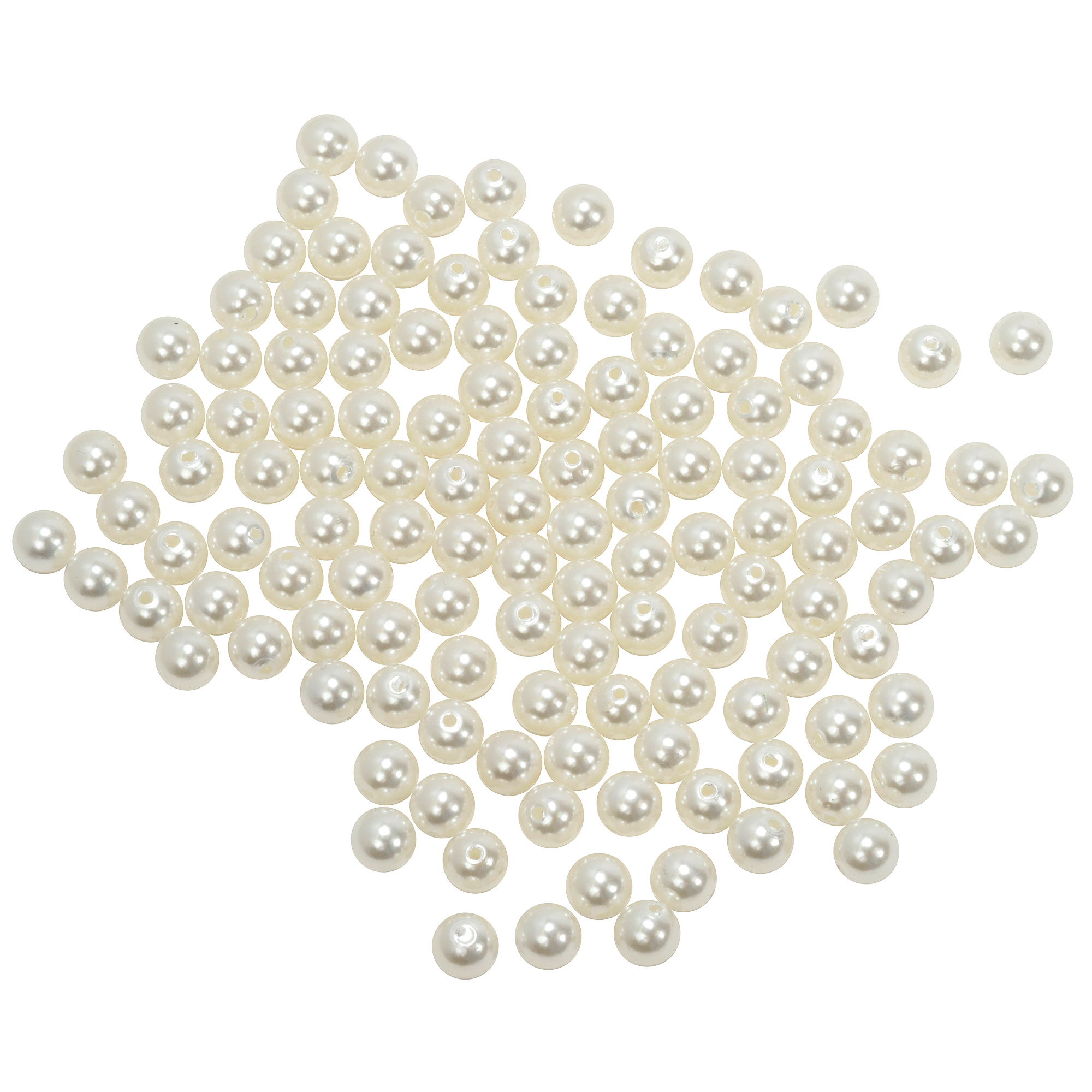 10mm Craft Pearl Beads With Hole 454g/Bag - Ivory
