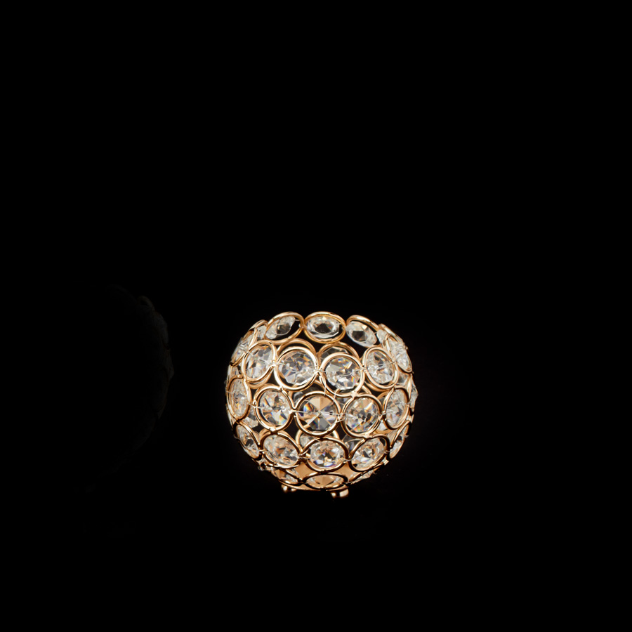 Crystal Ball Votive Candle Holder 3½" - Gold