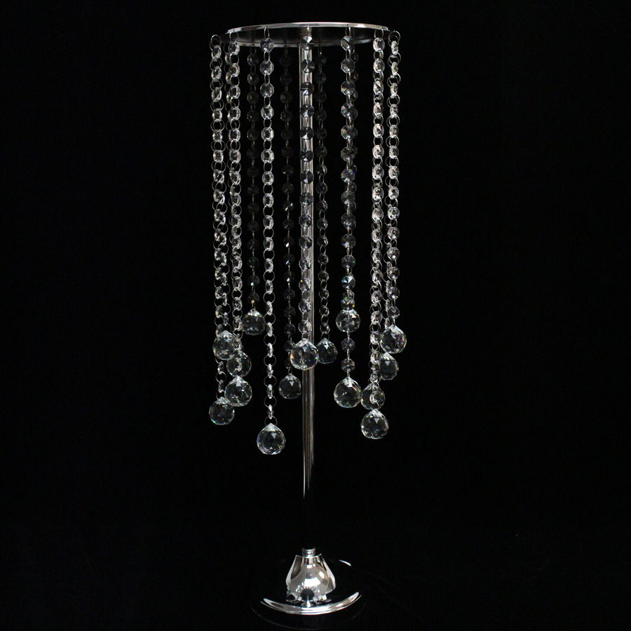 Crystal Beaded Metal Pedestal Stand 27¼" - Silver