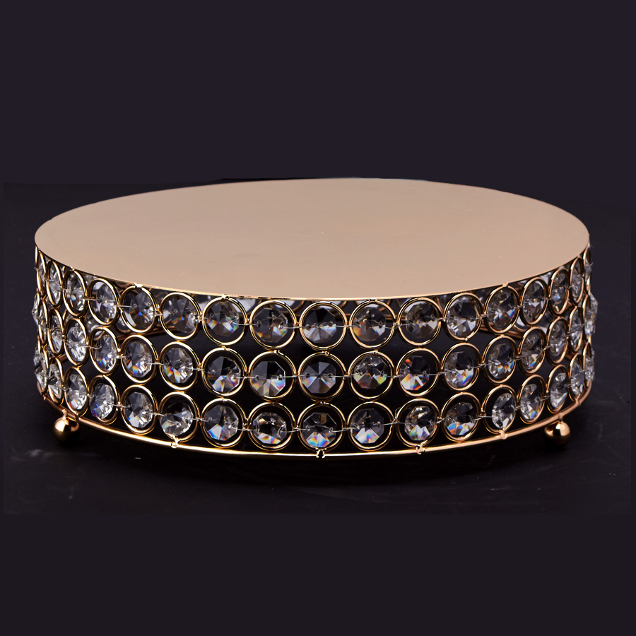 Crystal Round Cake Stand 10" - Gold