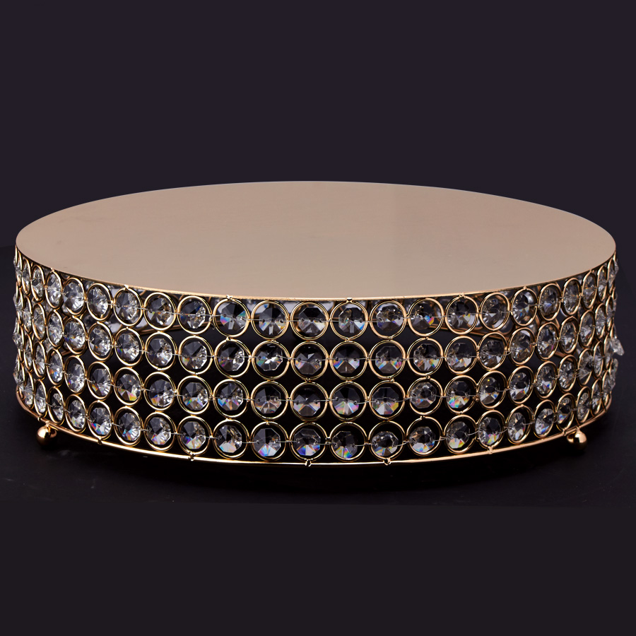 Crystal Round Cake Stand 13¾" - Gold