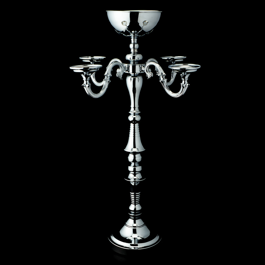 Metal 5 Arm Candelabra with Flower Bowl 33¼" - Silver
