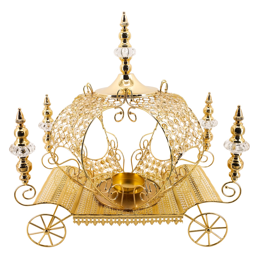 Crystal Pumpkin Carriage Candle Holder 23½" - Gold