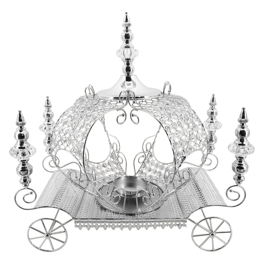 Crystal Pumpkin Carriage Candle Holder 23½" - Silver