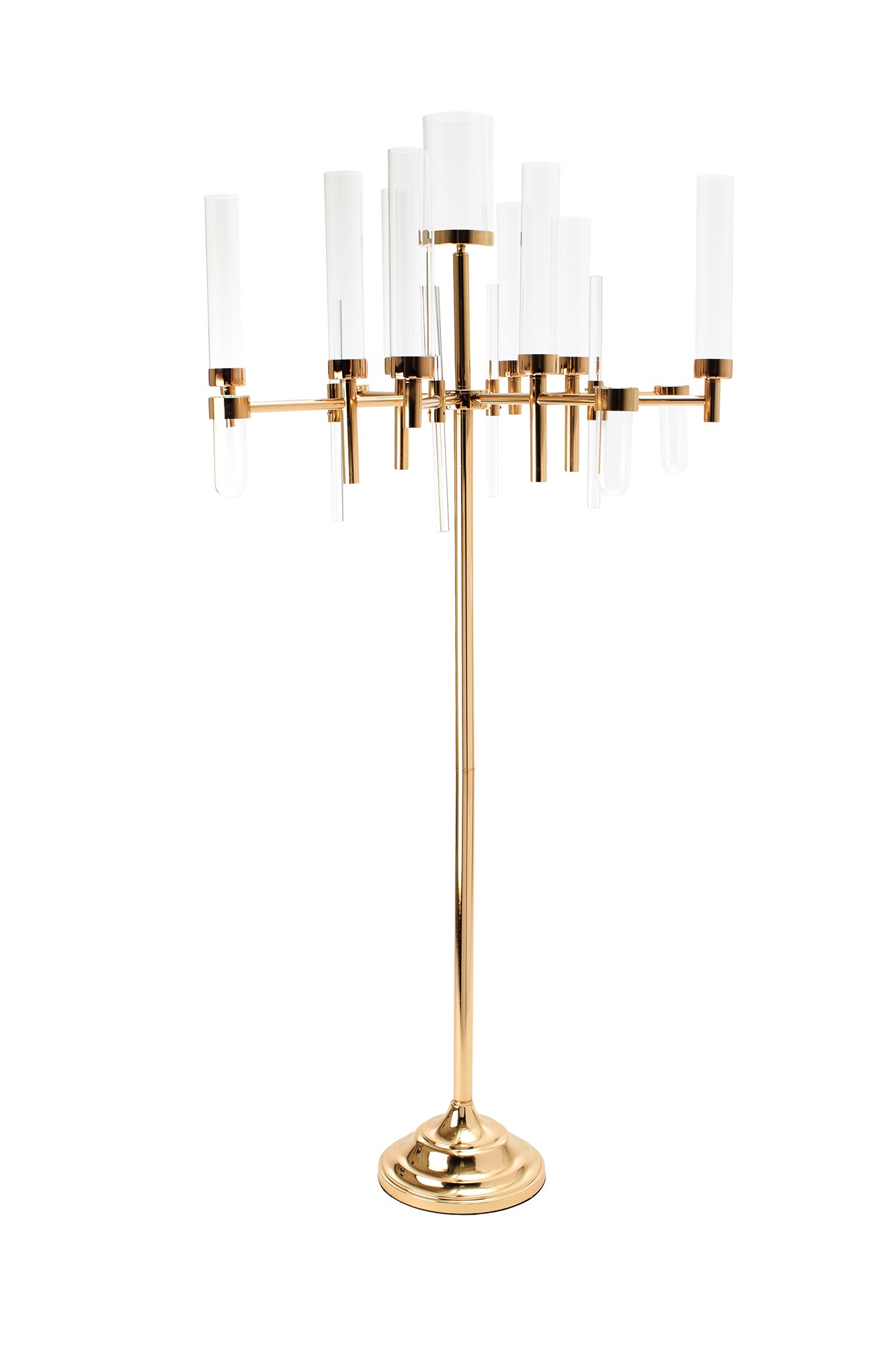 Candelabra 9 arm with Cylinder Shades 67¾" - Gold