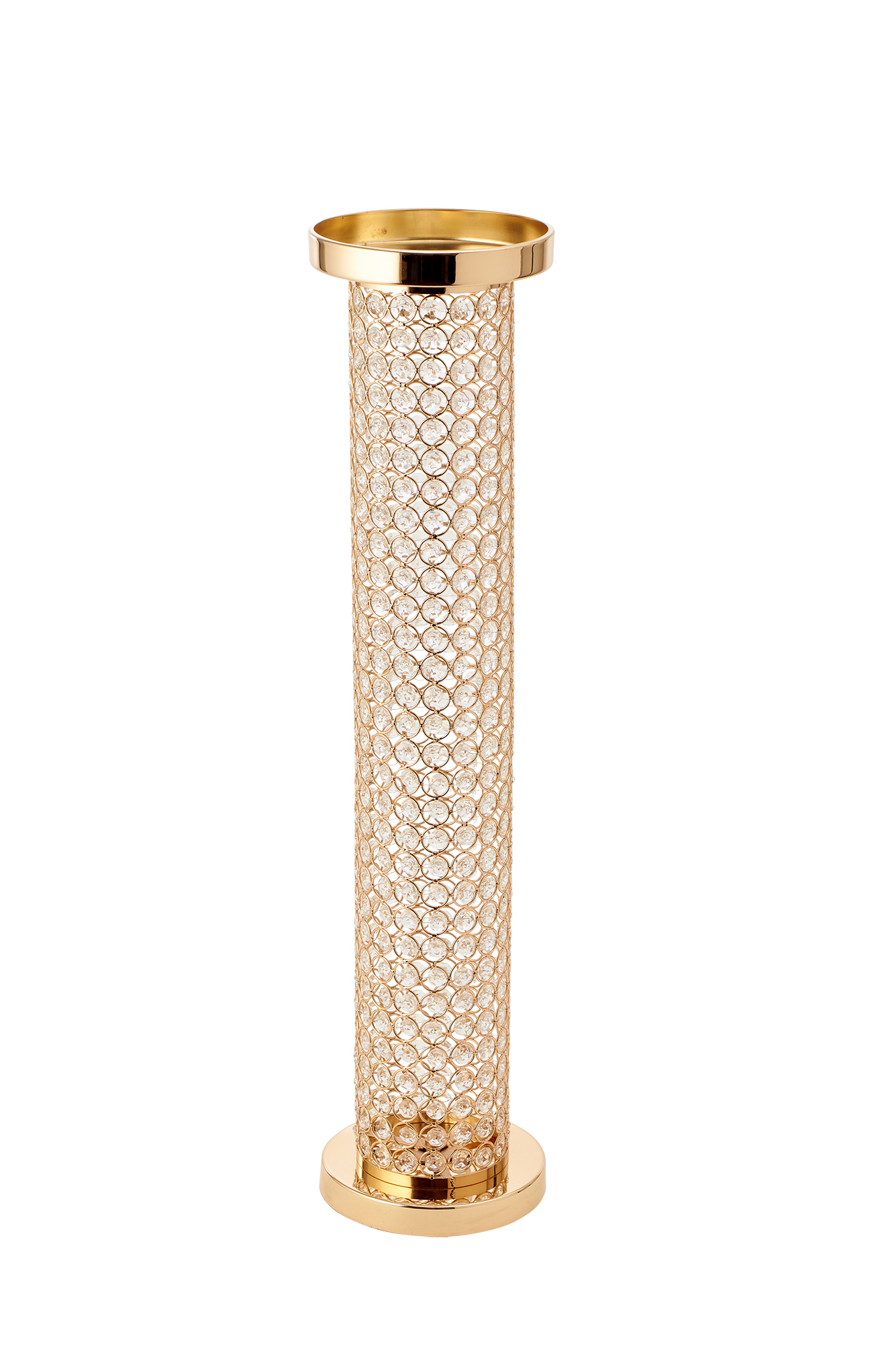 Crystal Cylinder Centerpiece - Gold