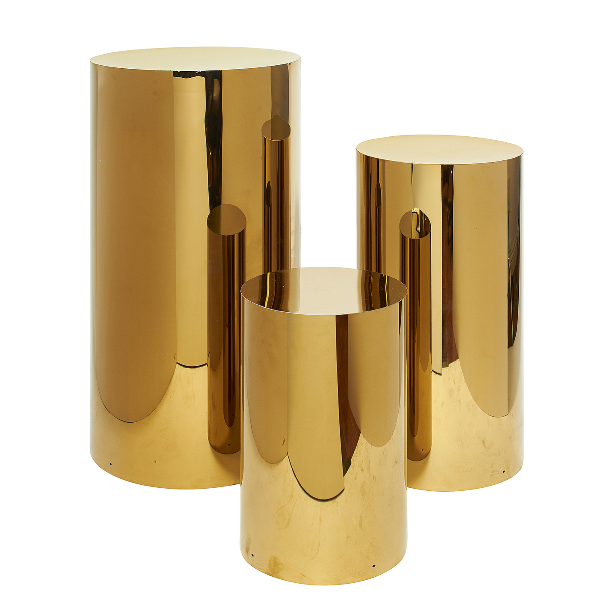 Metal Cylinder Pedestals Display 3pc/set - Gold
