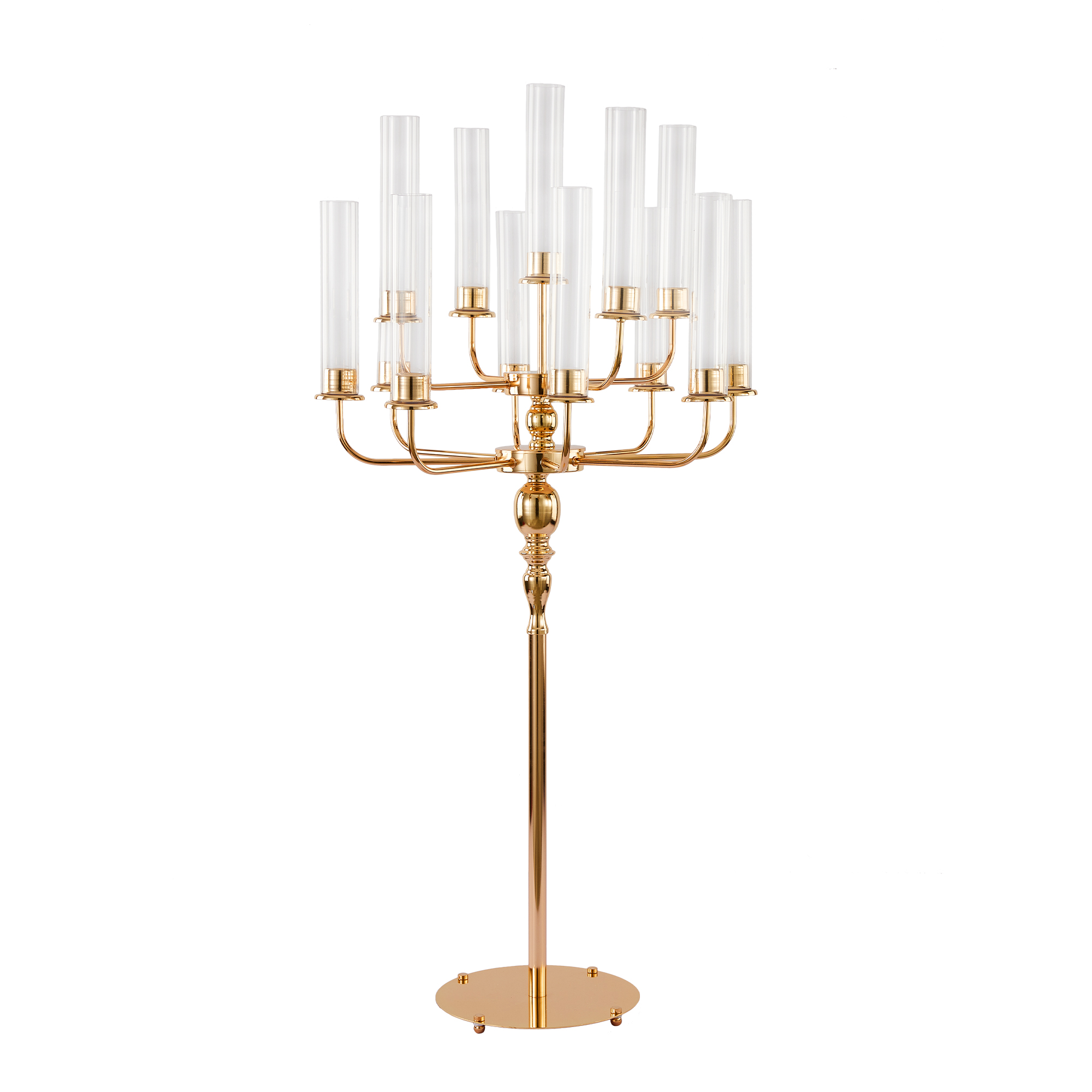 13 Head Candle Holder with Cylinder Shade 49" - Gold