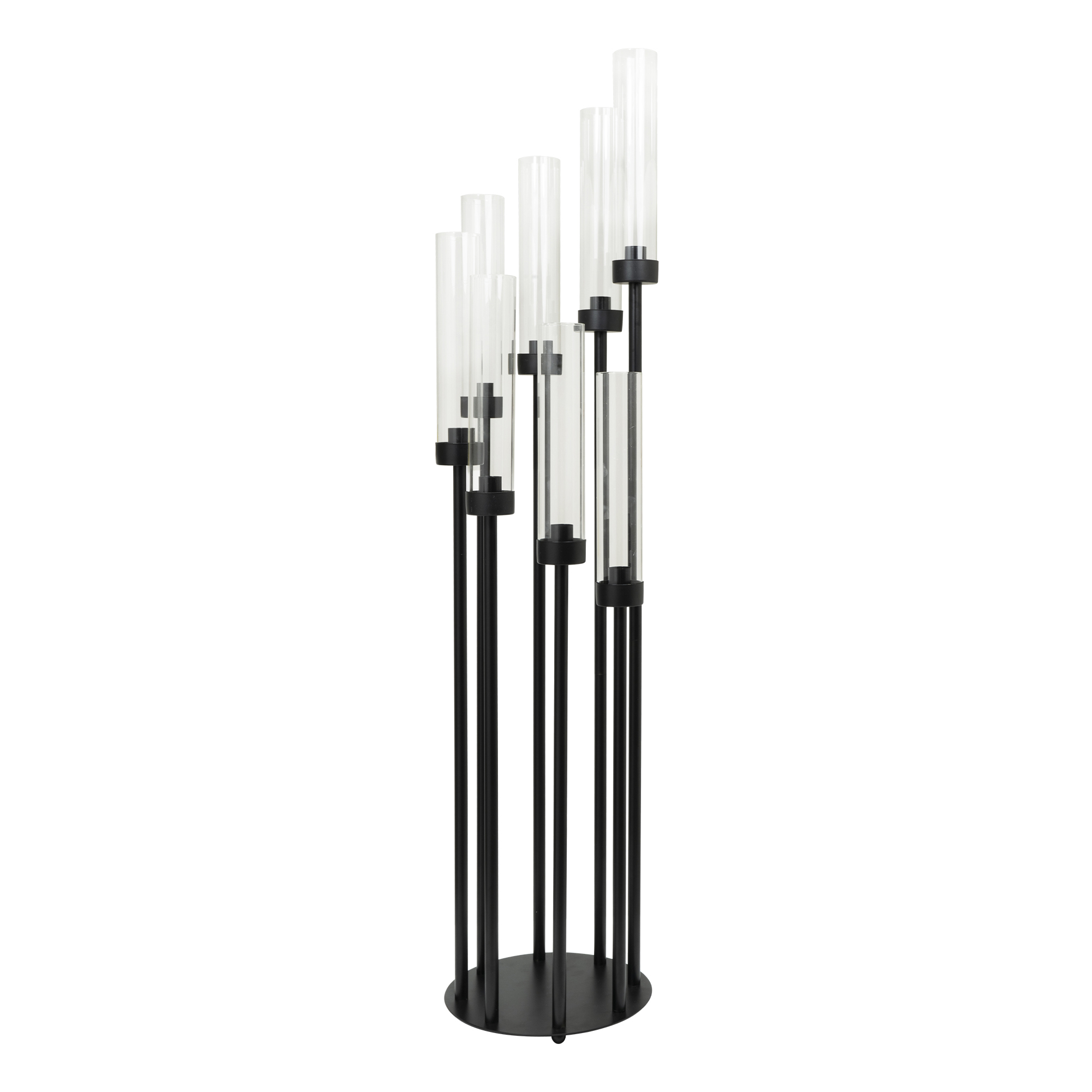 Round Eight Arm Cluster Candle Holder 42"- Black