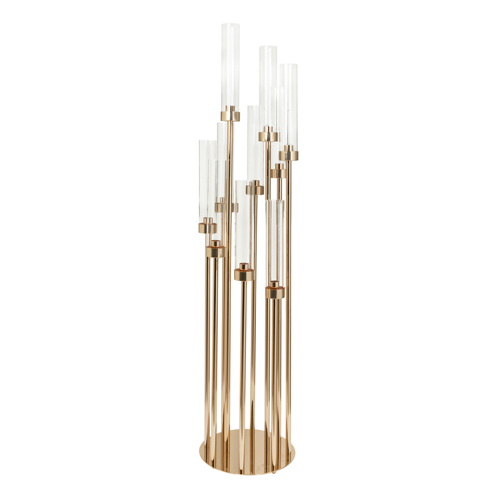 Round Ten Arm Cluster Candle Holder 46"- Gold