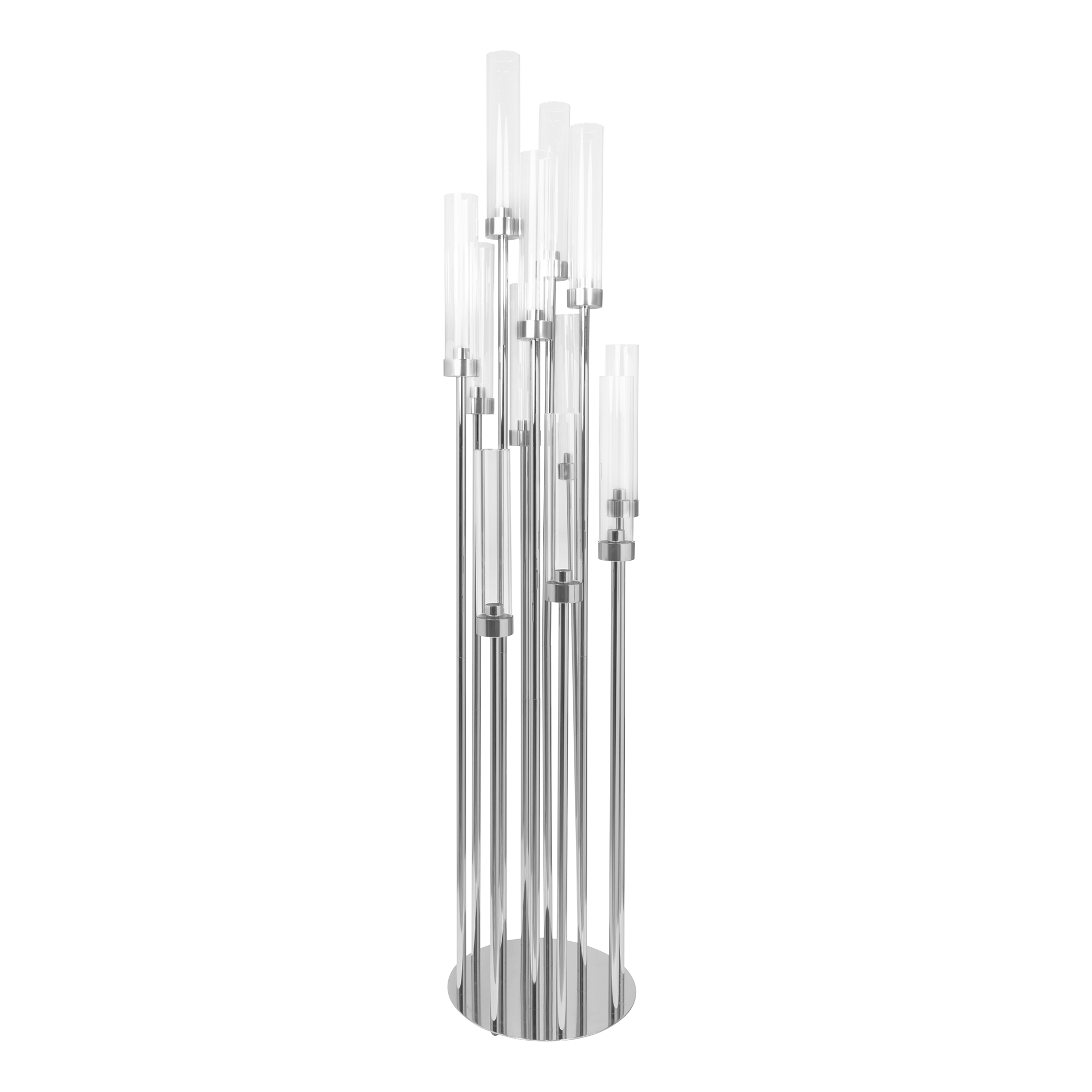 Round Twelve Arm Cluster Candle Holder 54"- Silver