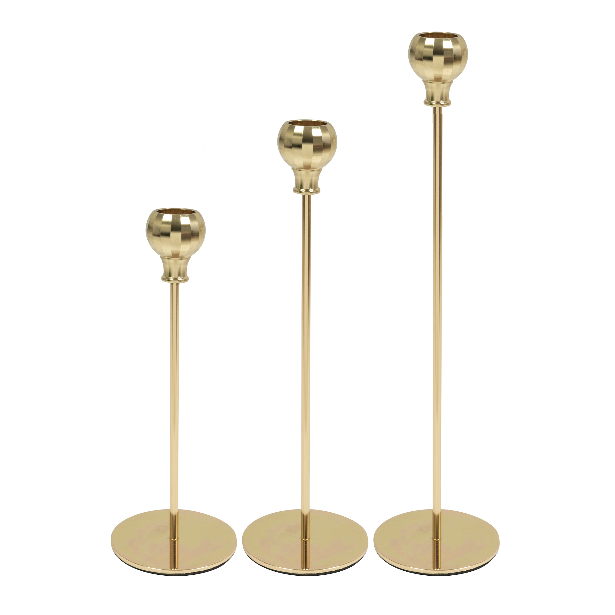 Metal Candle Holder Stand 3pc Set - Gold