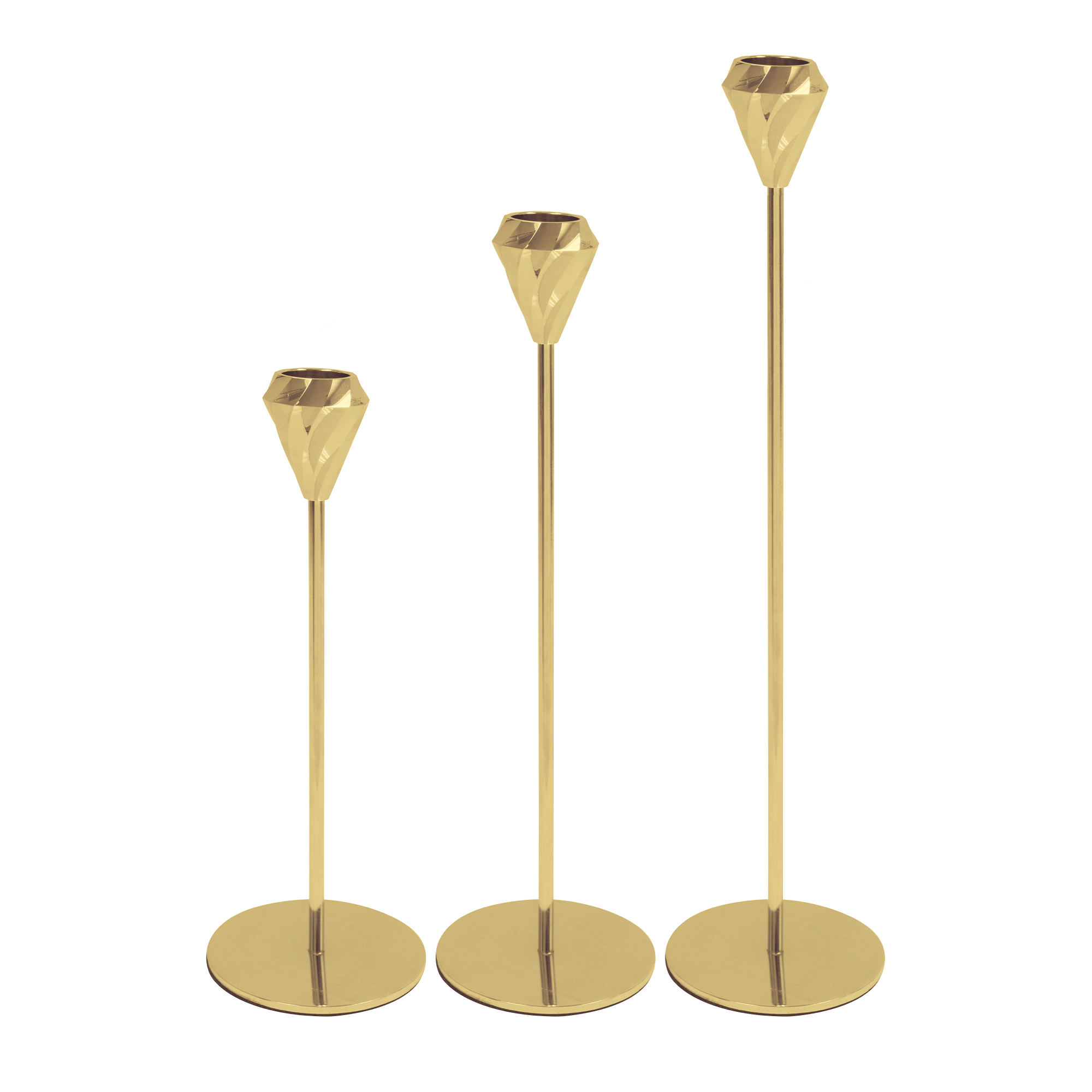 Metal Candle Holder Stand 3pc Set - Gold