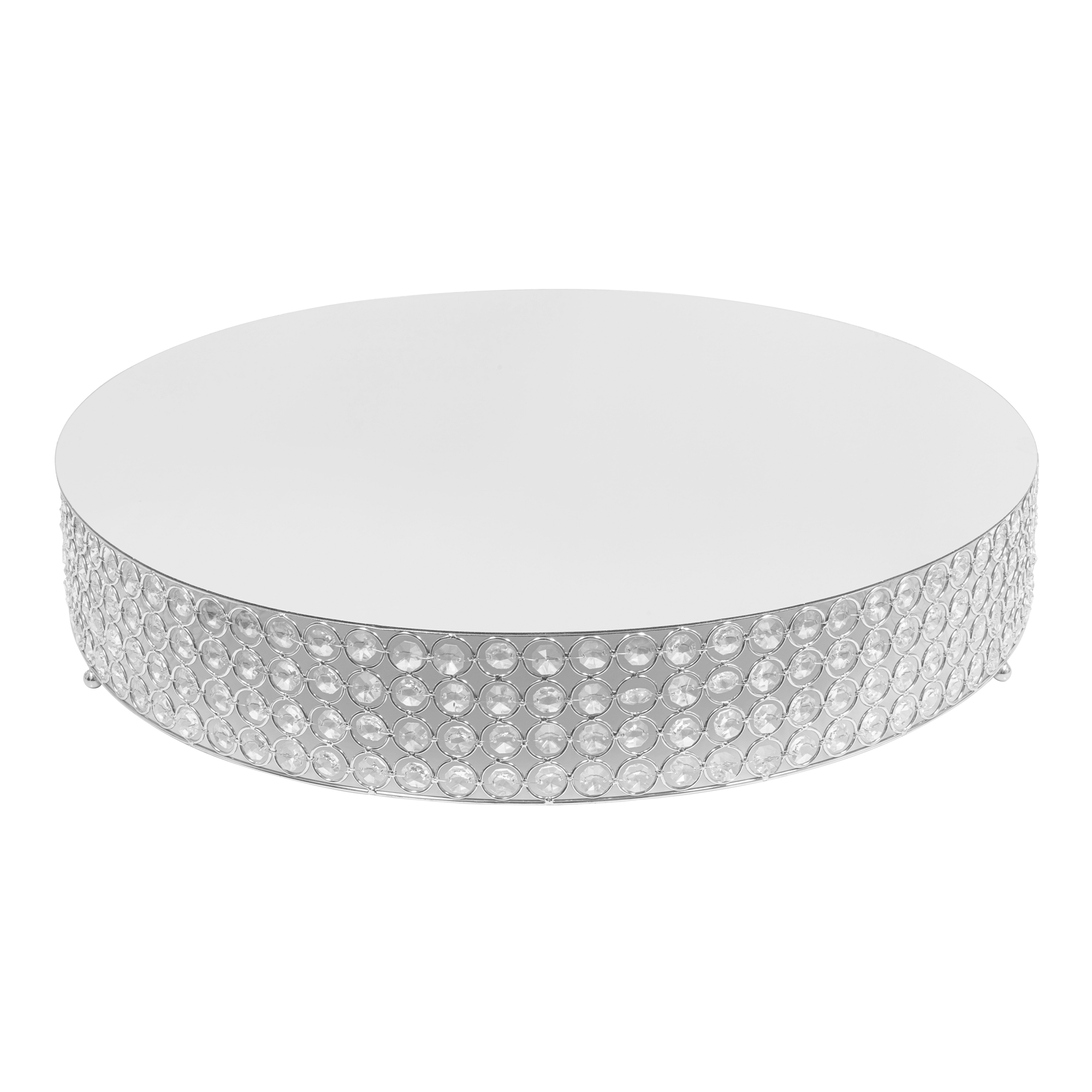 Crystal Round Cake Stand 22" - Silver