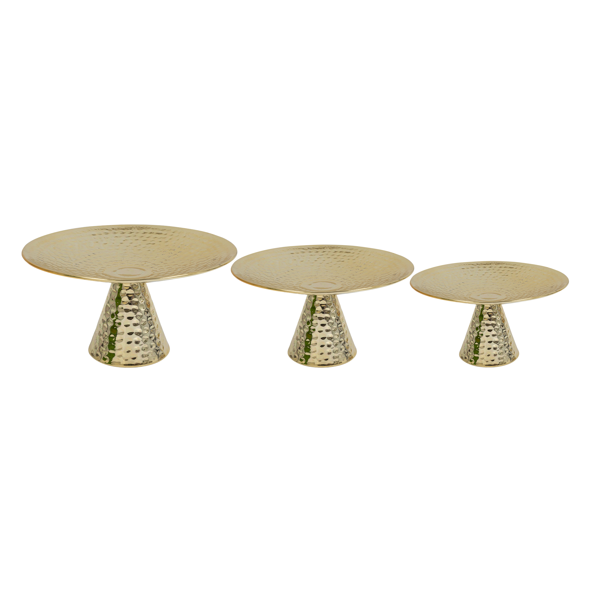 Metal Round Hammered Cake Stand 3pc/set - Gold