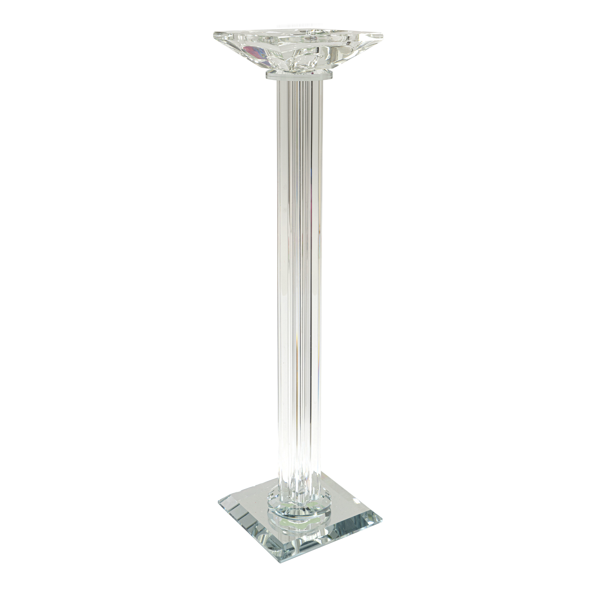 Crystal Pillar Candle Holder With Mirror Base 16½"