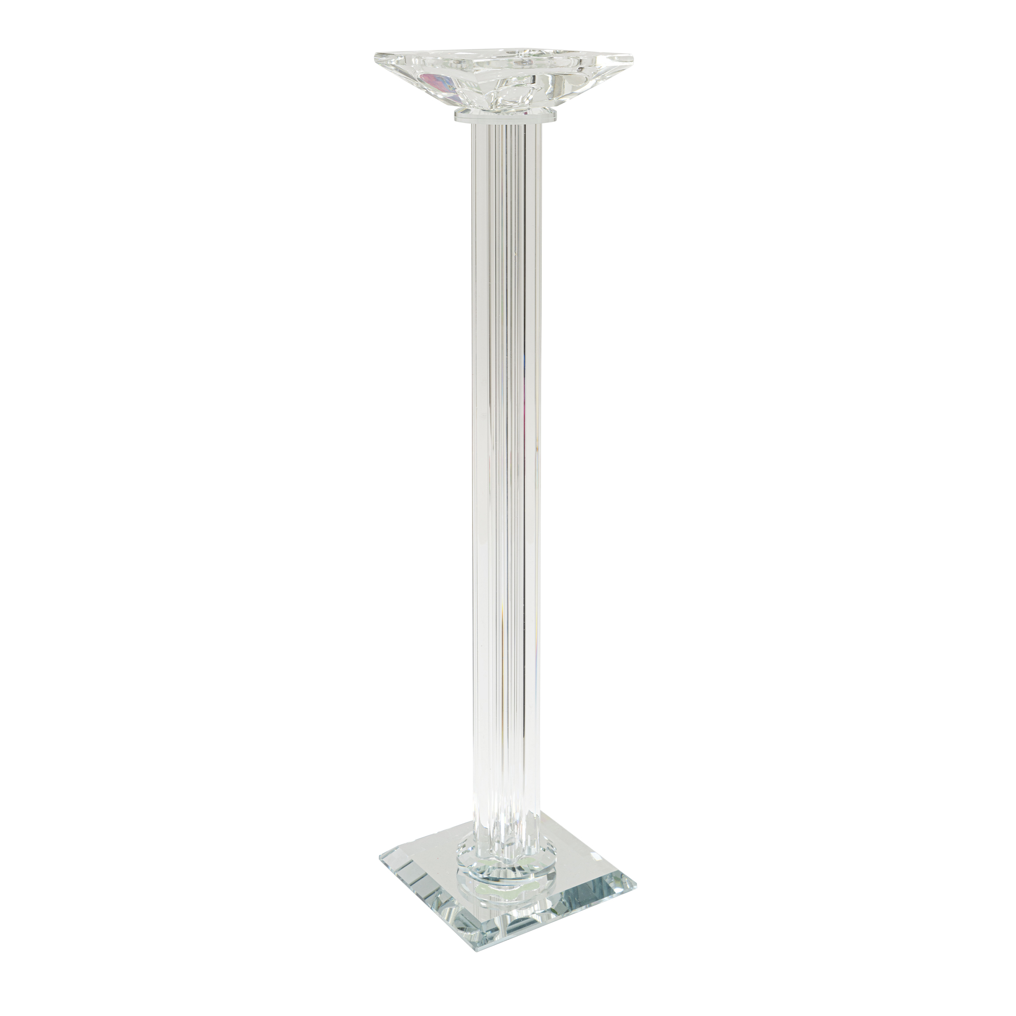 Crystal Pillar Candle Holder With Mirror Base 18"