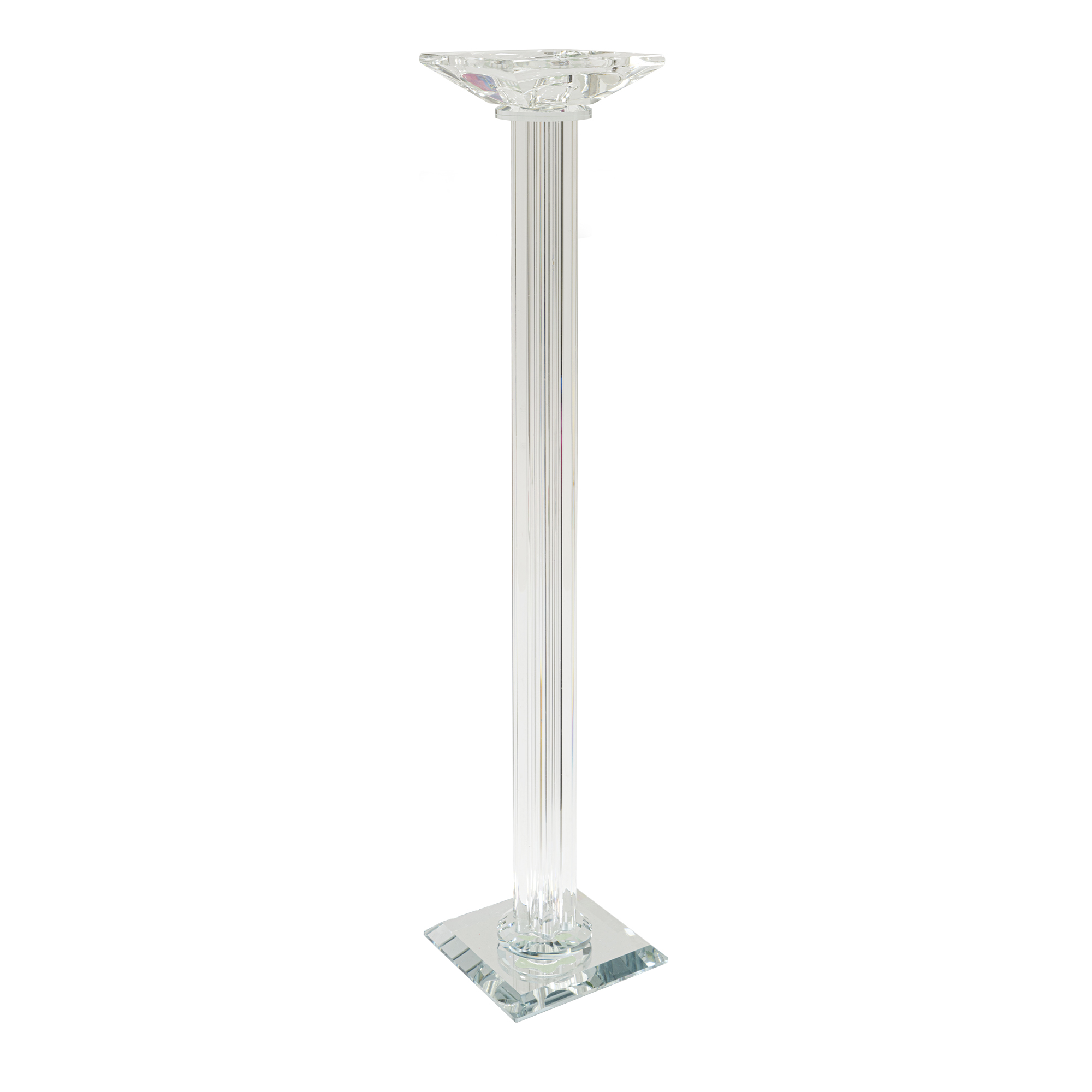 Crystal Pillar Candle Holder With Mirror Base 21¾"