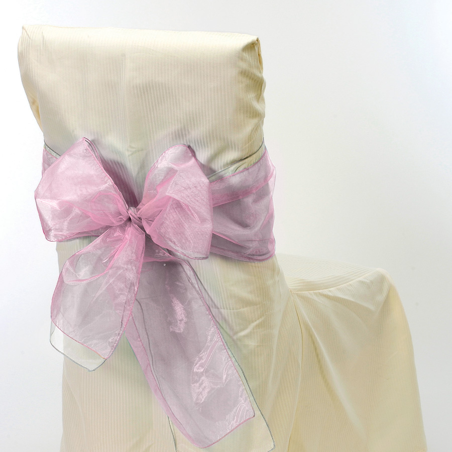Sheer Organza Chair Bows 9" x 10` Pink - 6pcs/bag