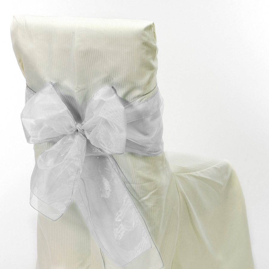 Sheer Organza Chair Bows 9" x 10` White - 6pcs/bag