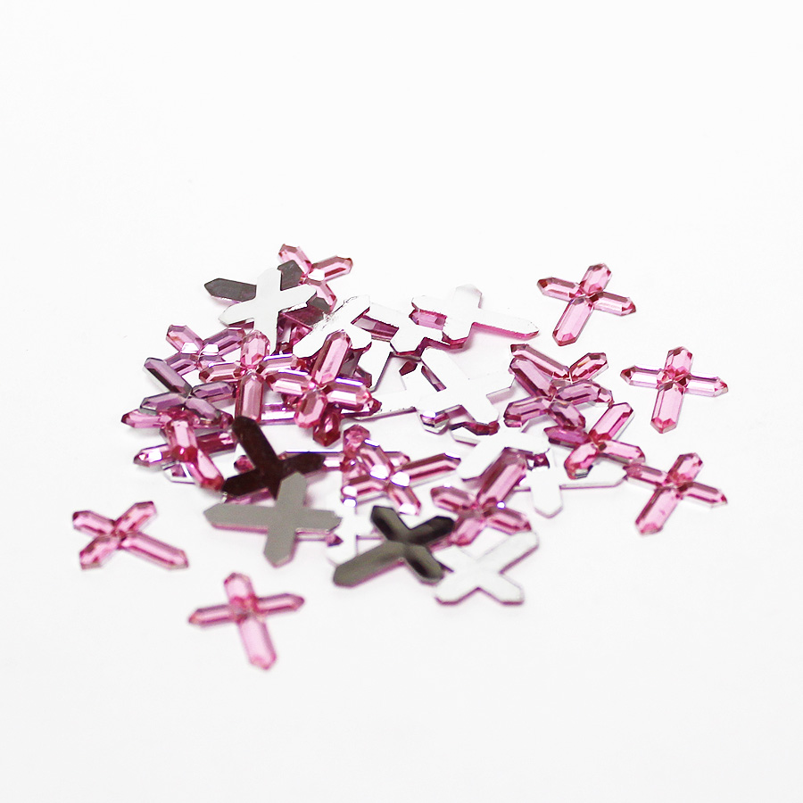 Acrylic Pink Cross Embellishment 50pc/bag