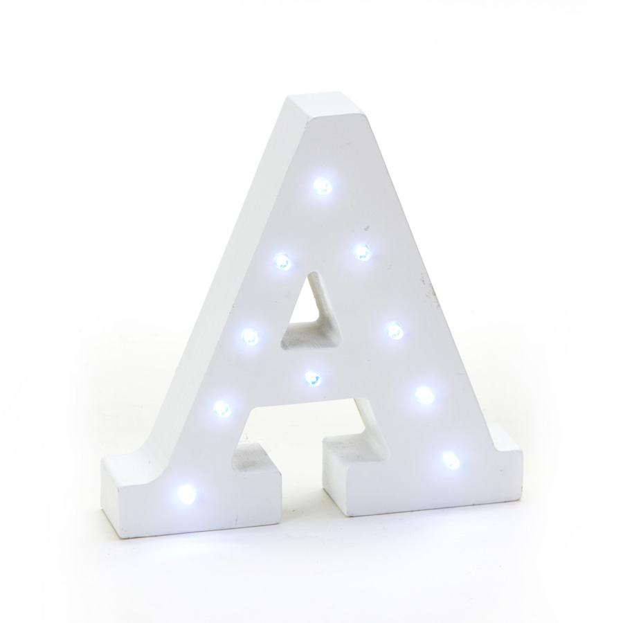 Wooden Vintage LED Marquee Freestanding Letter A - White