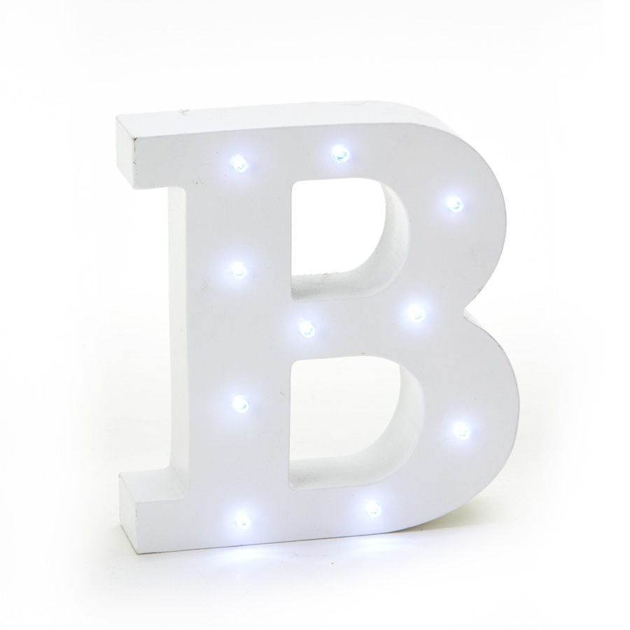 Wooden Vintage LED Marquee Freestanding Letter B - White