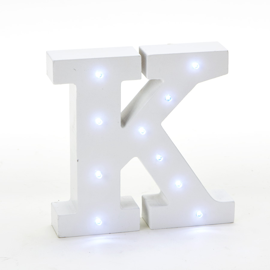 Wooden Vintage LED Marquee Freestanding Letter K - White