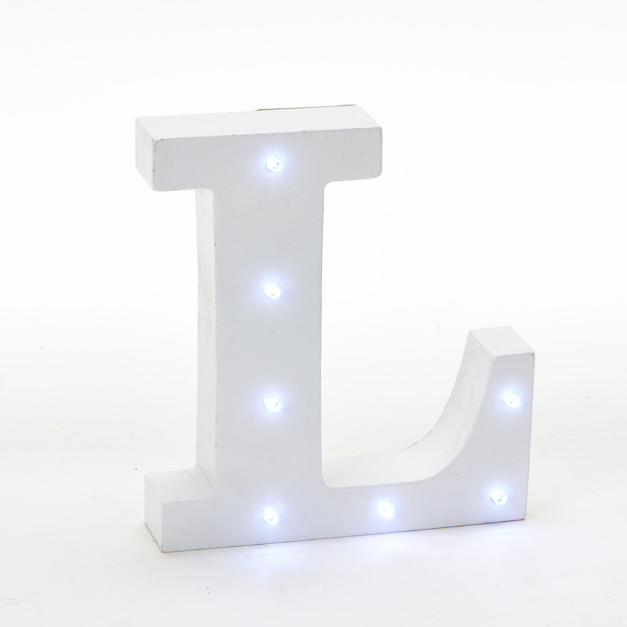 Wooden Vintage LED Marquee Freestanding Letter L - White